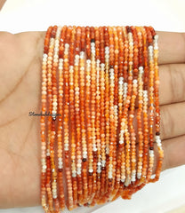 2-2.50MM Natural Mexican Fire opal micro faceted Rondelle beads, Mexican fire opal faceted Rondelle necklace beads For Jewelry Making