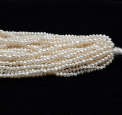 2MM, 2.50MM Natural Pearl Smooth Round Beads, Freshwater Pearl Smooth Beads, White Pearl beads One Strands, Gemstone Beads