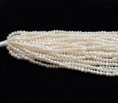 2MM, 2.50MM Natural Pearl Smooth Round Beads, Freshwater Pearl Smooth Beads, White Pearl beads One Strands, Gemstone Beads