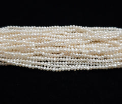 2MM, 2.50MM Natural Pearl Smooth Round Beads, Freshwater Pearl Smooth Beads, White Pearl beads One Strands, Gemstone Beads