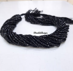 3-3.50MM Natural Black Spinel faceted rondelle beads, AAA Quality Black Spinel Faceted Beads For Jewelry