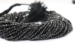 3-3.50MM Natural Black Spinel faceted rondelle beads, AAA Quality Black Spinel Faceted Beads For Jewelry
