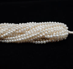 3MM, 3.50MM Natural Pearl Smooth Round Beads, Freshwater Pearl Smooth Beads, White Pearl beads One Strands, Gemstone Beads