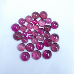 6MM, 7MM, 8MM Natural Pink Tourmaline Round Cabochon Gemstone- AAA Pink Tourmaline Smooth Round Flat Back Cabochon for Tourmaline jewelry