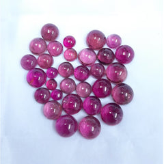 6MM, 7MM, 8MM Natural Pink Tourmaline Round Cabochon Gemstone- AAA Pink Tourmaline Smooth Round Flat Back Cabochon for Tourmaline jewelry