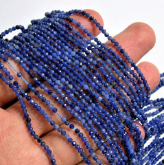 2-2.50MM Natural Sodalite Faceted Micro Cut Rondelle Beads, AAA Quality Sodalite Gemstone 13 inch strand for Jewelry Making