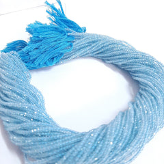 2-2.50MM Natural Sky Blue Topaz micro faceted Rondelle Beads, AAA Fine Quality Sky Topaz Rondelle Faceted Gemstone Beads for jewelry