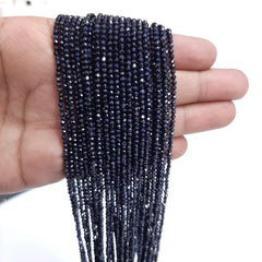 2-2.50MM Natural Blue Sapphire Faceted Rondelle Beads | Gemstone Beads 13 inch Strand | AAA Blue Sapphire Precious Gemstone Faceted Beads