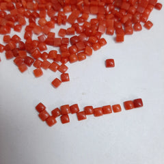 3MM, 4MM Natural Coral Cabochon Square Loose Gemstone, AAA Italian Red Coral Smooth Square Flat Back Cabochon Gemstone For Jewelry