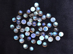 6MM, 7MM, 8MM Natural Labradorite Round Cabochon Gemstone, AAA Blue Flashy Labradorite Smooth Round Loose Stone Cabs Stone For Jewelry