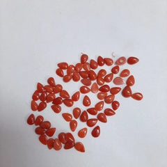 4x6MM, 5x7MM, 6x8MM Natural Italian Coral Pear Cabochon Loose Gemstone, AAA Red Coral Smooth Pear Flat Back Cabs stone for jewelry