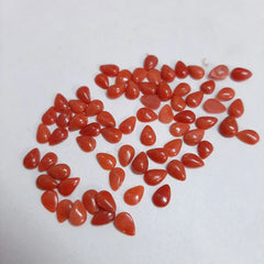 4x6MM, 5x7MM, 6x8MM Natural Italian Coral Pear Cabochon Loose Gemstone, AAA Red Coral Smooth Pear Flat Back Cabs stone for jewelry