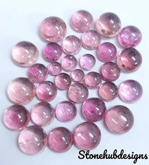 3MM, 4MM, 5MM, 6MM, 7MM, 8MM Natural Light Pink Tourmaline Round Cabochon Gemstone - light pink tourmaline Cabs for jewelry making
