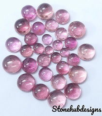 3MM, 4MM, 5MM, 6MM, 7MM, 8MM Natural Light Pink Tourmaline Round Cabochon Gemstone - light pink tourmaline Cabs for jewelry making