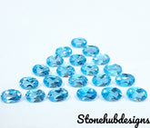 3x5MM, 4x6MM Natural Swiss Blue Topaz Faceted Oval Cut Gemstone, AAA Swiss Blue Topaz Oval Loose Calibrated Cut Stone For Topaz Jewelry