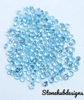 1MM, 1.25MM, 1.50MM, 1.75MM, 2MM, 2.25MM, 2.50MM, 2.75MM Natural Swiss Blue Topaz Faceted Round Loose Calibrated Cut Gemstone For Jewelry