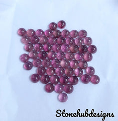 5MM, 6MM, 7MM, 8MM Natural Pink Tourmaline Round Cabochon Gemstone, Pink Tourmaline Smooth Round Flat Back Cabochon for jewelry making