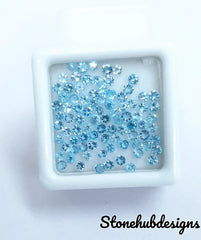 1MM, 1.25MM, 1.50MM, 1.75MM, 2MM, 2.25MM, 2.50MM, 2.75MM Natural Swiss Blue Topaz Faceted Round Loose Calibrated Cut Gemstone For Jewelry