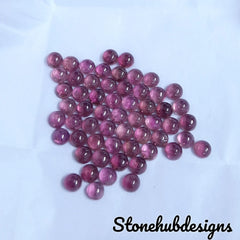 5MM, 6MM, 7MM, 8MM Natural Pink Tourmaline Round Cabochon Gemstone, Pink Tourmaline Smooth Round Flat Back Cabochon for jewelry making