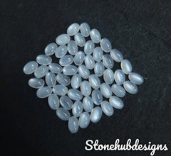 3X5MM, 4X6MM, 5X7MM, 6X8MM Natural White Moonstone Oval Cabochon Gemstone, AAA Quality White Moonstone Smooth Oval For Jewelry