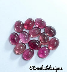 Natural Pink Tourmaline Oval Cabochon Gemstone, AAA Pink Tourmaline Smooth Oval Loose Calibrated Flat Back Cabochon Gemstone for jewelry