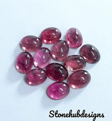 Natural Pink Tourmaline Oval Cabochon Gemstone, AAA Pink Tourmaline Smooth Oval Loose Calibrated Flat Back Cabochon Gemstone for jewelry