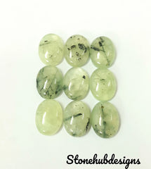 Natural Prehnite Rutile Oval Cabochon Gemstone, CALIBRATED Loose Stone Cab, AAA Prehnite Oval Cabochon For Jewelry Making