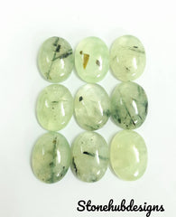 Natural Prehnite Rutile Oval Cabochon Gemstone, CALIBRATED Loose Stone Cab, AAA Prehnite Oval Cabochon For Jewelry Making