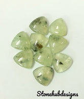 Natural Prehnite Rutile Trillion Cabochon Gemstone, Semi Precious Gemstone, Prehnite Smooth Trillion Cabochon For Jewelry Making