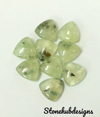 Natural Prehnite Rutile Trillion Cabochon Gemstone, Semi Precious Gemstone, Prehnite Smooth Trillion Cabochon For Jewelry Making