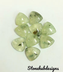 Natural Prehnite Rutile Trillion Cabochon Gemstone, Semi Precious Gemstone, Prehnite Smooth Trillion Cabochon For Jewelry Making