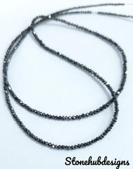 Natural Black Diamond Faceted Rondelle Beads, AAA Black Diamond Beads For Necklace Jewelry, Diamond Faceted Beads