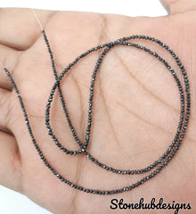 Natural Black Diamond Faceted Rondelle Beads, AAA Black Diamond Beads For Necklace Jewelry, Diamond Faceted Beads