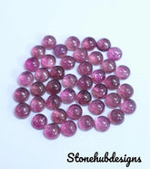 5MM Natural Pink Tourmaline Round Cabochon Gemstone, Pink Tourmaline Smooth Round Flat Back Cabochon for jewelry making