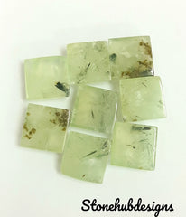 Natural Prehnite Rutile Smooth Square Cabochon, CALIBRATED Loose Semi Precious Gemstone, Prehnite Square Cabochon For Jewelry Making