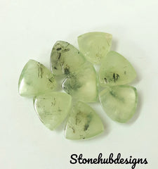 Natural Prehnite Rutile Trillion Cabochon Gemstone, Semi Precious Gemstone, Prehnite Smooth Trillion Cabochon For Jewelry Making