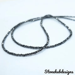 Natural Black Diamond Faceted Rondelle Beads, AAA Black Diamond Beads For Necklace Jewelry, Diamond Faceted Beads