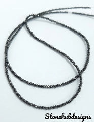 Natural Black Diamond Faceted Rondelle Beads, AAA Black Diamond Beads For Necklace Jewelry, Diamond Faceted Beads