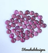 5MM, 6MM, 7MM, 8MM Natural Pink Tourmaline Round Cabochon Gemstone, Pink Tourmaline Smooth Round Flat Back Cabochon for jewelry making