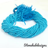 2-2.50MM Turquoise Micro Faceted Rondelle Beads, Turquoise Faceted Beads, Natural Turquoise Beads Strand, Blue Turquoise Beads for jewelry