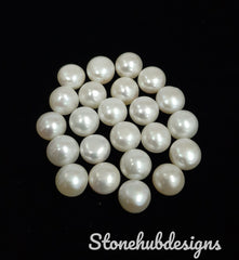 9MM, 10MM Natural Fresh Water White Pearl Round cabochon Gemstone, AAA White Pearl Smooth Round Button Cabochon Loose Stone For Jewelry