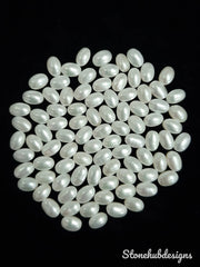 6x8MM, 7x9MM, 8x10MM Natural Fresh Water White Pearl Oval cabochon Gemstone, AAA White Pearl Oval flat back cabochon Loose stone For Jewelry
