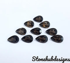 6x8MM, 7x9MM, 8x10MM Natural Smoky Quartz Faceted Pear Cut Gemstone, AAA Brown Smoky Quartz Pear Loose Calibrated Cut Stone for jewelry