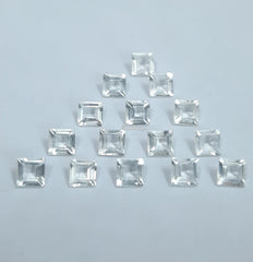 3MM, 4MM, 5MM, 6MM Natural Crystal Quartz Faceted Square Cut Gemstone, AAA White Crystal Quartz faceted Square cut For Jewelry