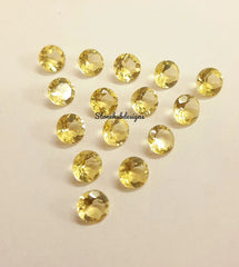 6MM, 7MM, 8MM Natural Lemon Quartz Faceted Round Cut Stone, AAA Lemon Quartz Faceted Round Loose Calibrated Cut Gemstone For Jewelry