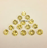 3MM, 3.50MM, 4MM, 4.50MM, 5MM Natural Lemon Quartz Faceted Round Cut Stone, AAA Lemon Quartz Round Loose Calibrated Cut Gemstone For Jewelry