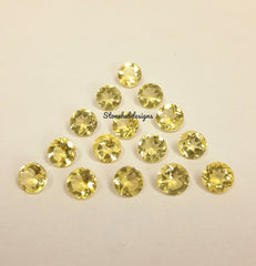 3MM, 3.50MM, 4MM, 4.50MM, 5MM Natural Lemon Quartz Faceted Round Cut Stone, AAA Lemon Quartz Round Loose Calibrated Cut Gemstone For Jewelry
