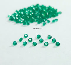 5 pieces 1MM, 1.50MM Natural GREEN ONYX Faceted Round Cut gemstone, AAA Green Onyx Faceted Loose Calibrated Round Cut For Jewelry Making