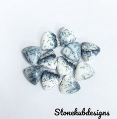 Natural Dendrite Opal Smooth Trillion Cabochon Gemstone, CALIBRATED Loose Stone Cab, AAA Dendrite Opal Smooth Trillion Cabs For Jewelry