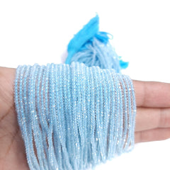 2-2.50MM Natural Sky Blue Topaz micro faceted Rondelle Beads, AAA Fine Quality Sky Topaz Rondelle Faceted Gemstone Beads for jewelry